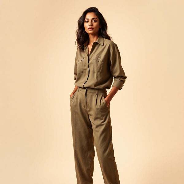Vanya Olive Linen Set