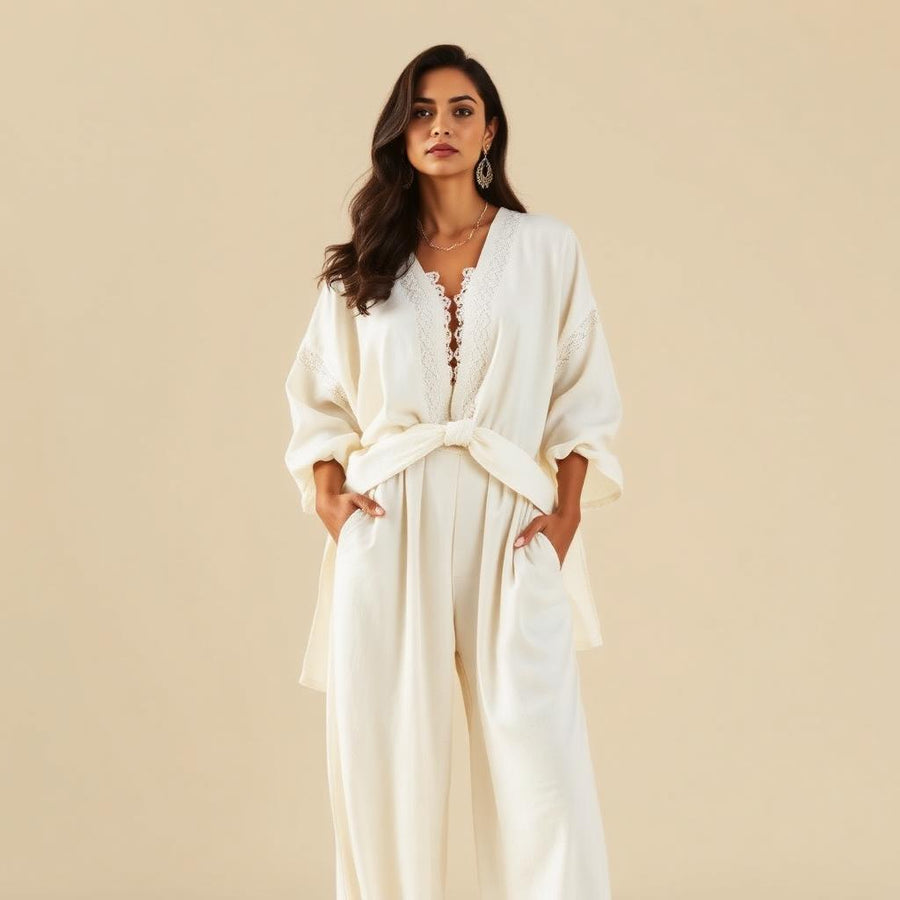 Reva Ivory Kaftan Co-ord