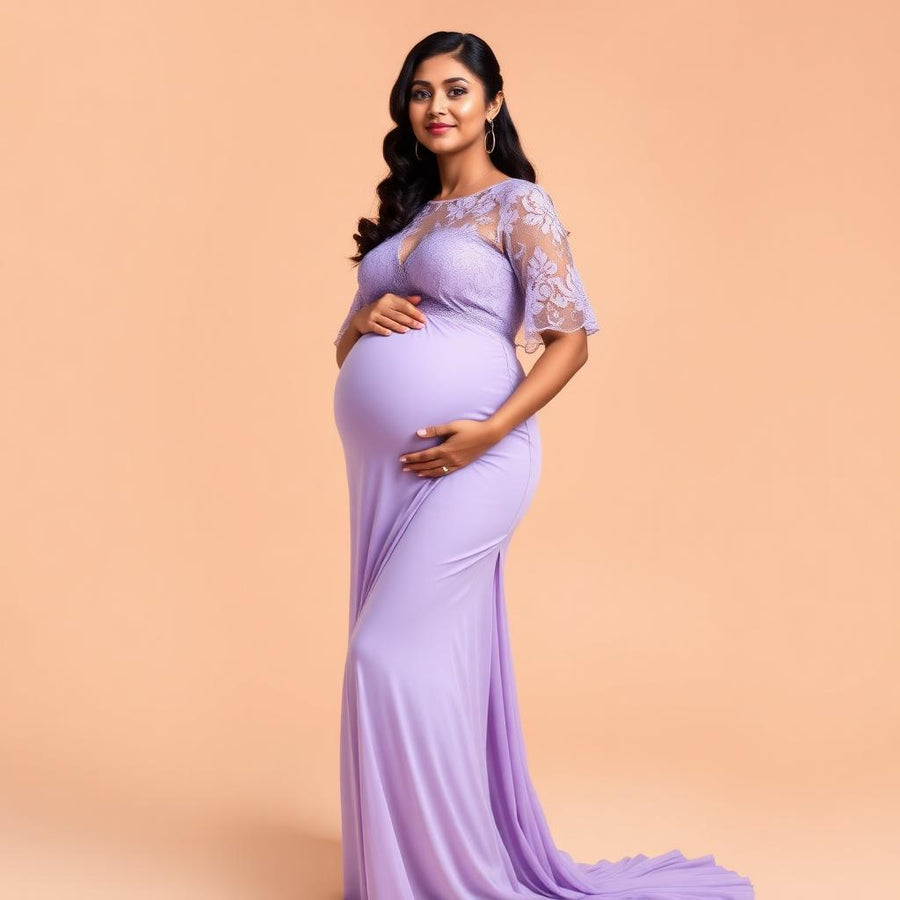 Tara Lavender Lace Maternity Gown