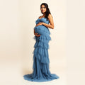 Nyra Dusty Blue Tiered Gown