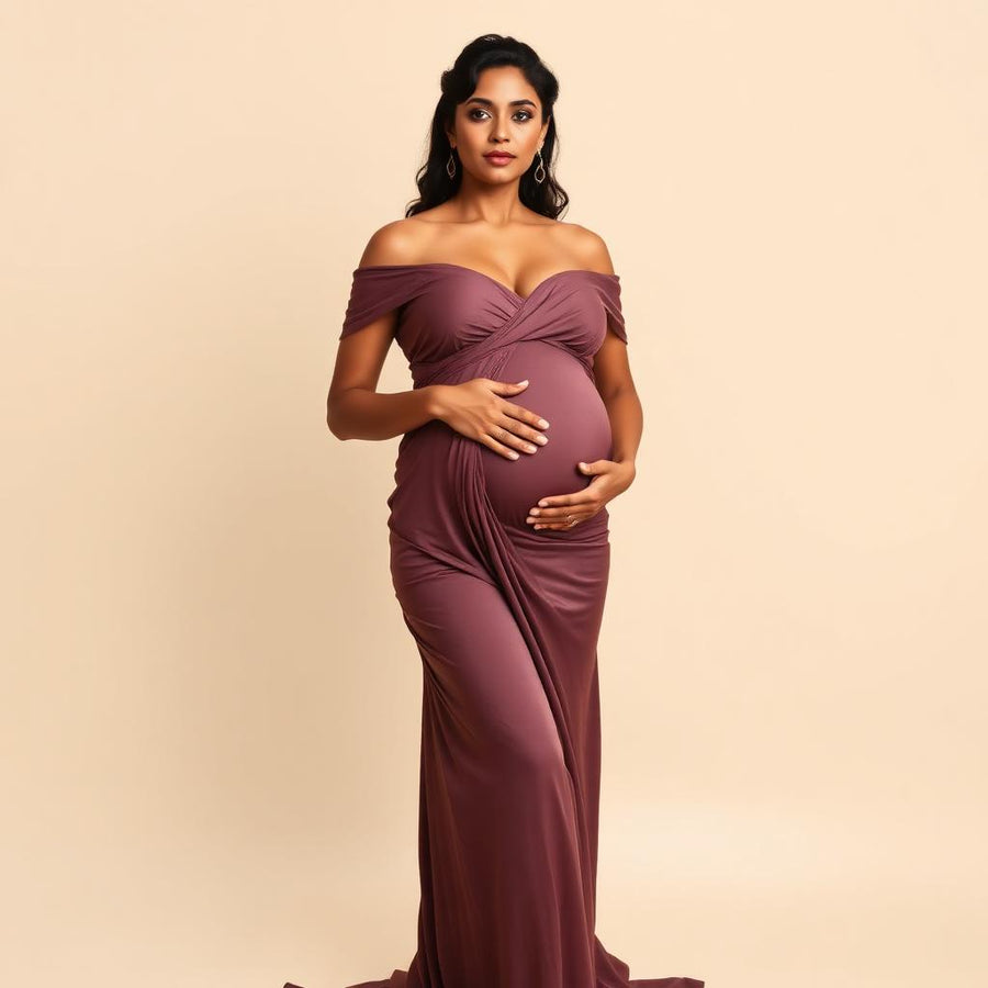 Saanvi Mauve Off-Shoulder Gown