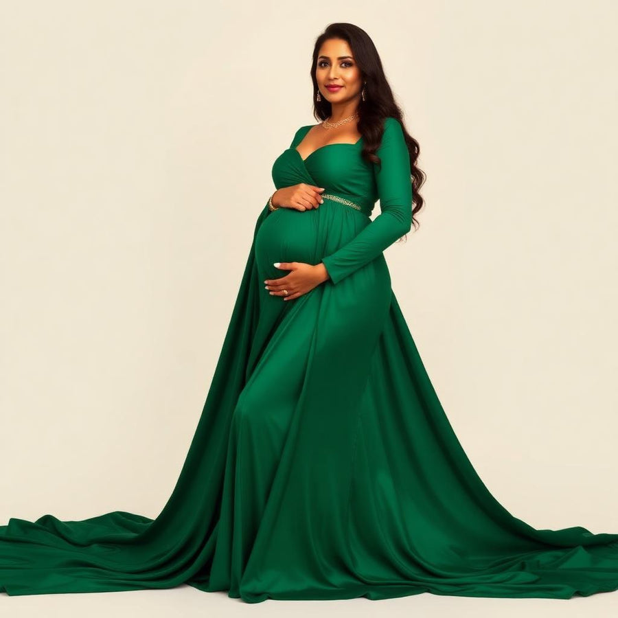 Riya Emerald Long-Sleeve Gown